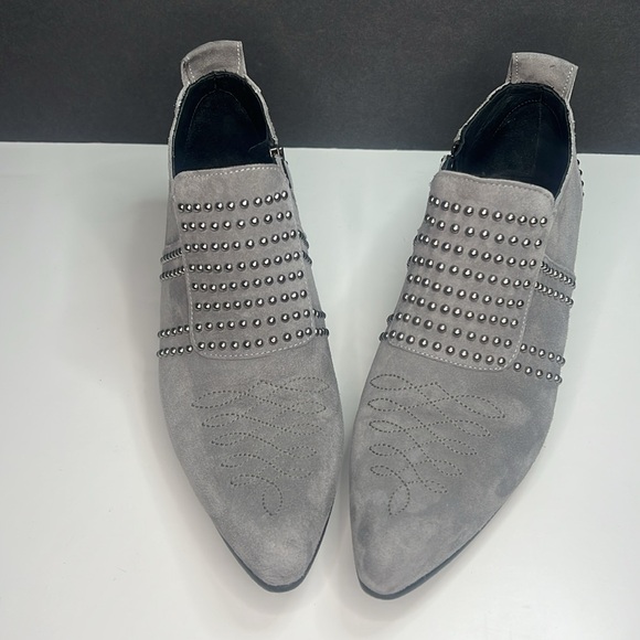 Anine Bing - Charlie Low Grey Suede Studded Ankle Boots Women's Size US 7/EU 37 - Picture 2 of 12